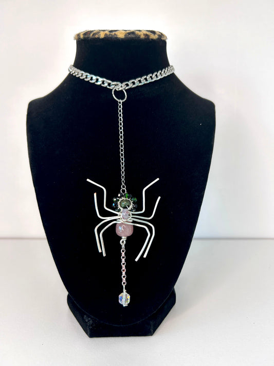 Life Bringer Rose Quartz Spider Pendant