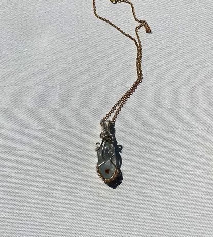 Two Toned Gold/Silver Topaz Pendant